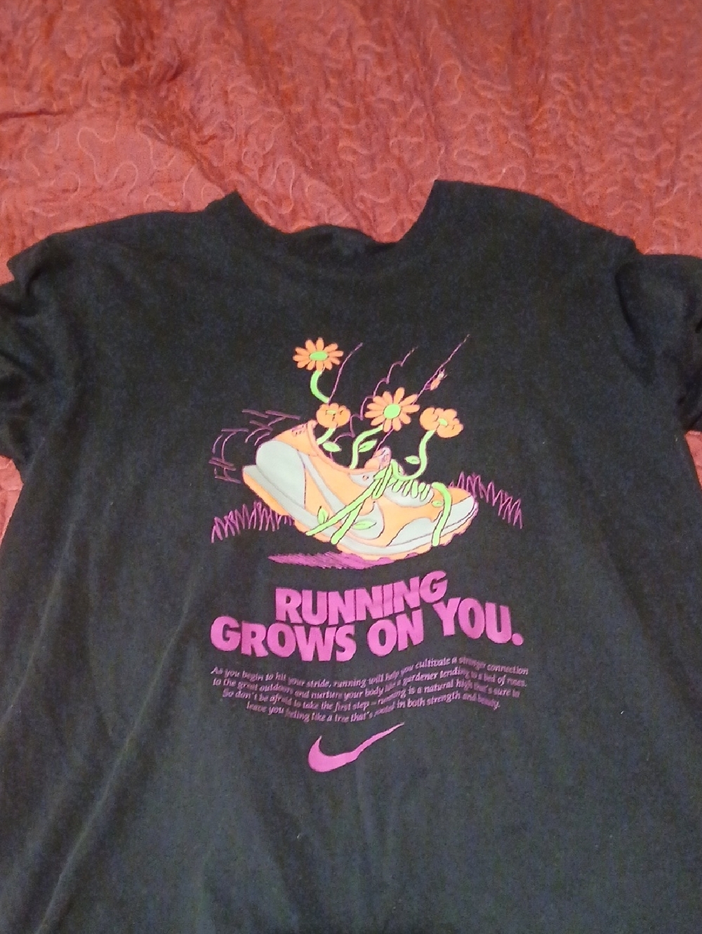 Nike Black Tee with Neon Shoe & Floral Graphic